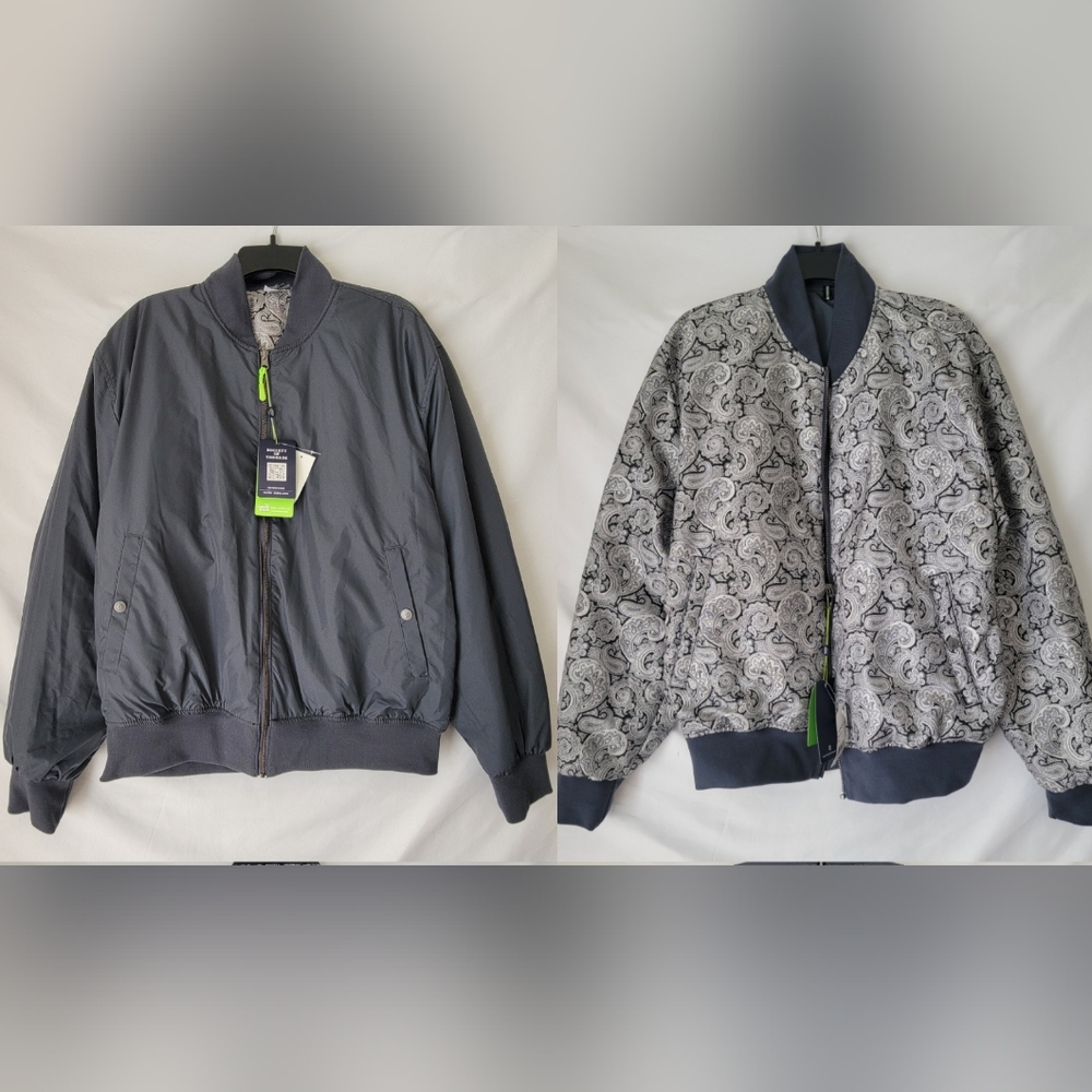 SOCIETY OF THREADS Men's Slim-Fit Reversible Water-Repellent Bomber Jacket